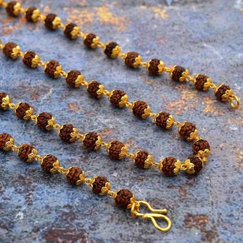 Gold-Plated Rudraksha Mala – Spiritual Energy & Healing